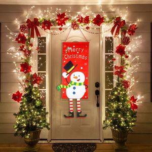 Christmas decorations for home santa claus door hanging fabric painting natal pendant xmas merry christmas wall decor Y201020