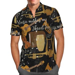 Música de rock 3d Beach Hawaiian 2021 Summer Anime Shirt Shorve Sleeve Streetwear Opevers tamanho 5xl Camisa Social Chemise Homme-90 G220511