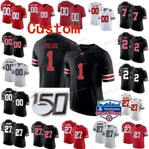 Nik1 Stitched Custom 21 Parris Campbell Jr.25 Mike Weber 27 Eddie George 28 Ronnie Hickman Ohio State Buckeyes College Maglia giovanile