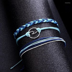 Charm Bracelets Gifts Blue Cord Woven Braided Bracelet&Bangles For Women Bohemian Friendship Adjustable Bracelet BT200035Charm Inte22