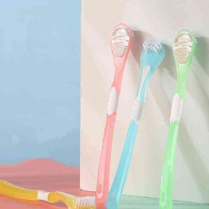 1 STÜCK NEUE Doppelseitige Zungenreinigerbürste Zur Reinigung Mundpflegewerkzeug Silikonschaber Zahnbürste Frischer Atem 220614