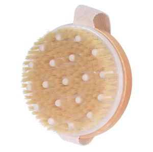 Escova corporal para escova molhada ou seca cerdas naturais com nós de massagem, esfoliação suave, melhore a circulação F0808G01