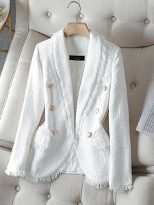 2024 Abiti da donna Blazer Moda manica lunga monopetto Blazer casual Donna Donna Autunno Inverno Nero Bianco Plaid Decorazione bottoni Coa