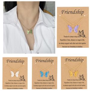 Koreanische Mode bunte süße Schmetterling Anhänger Halskette für Frauen Gold Farb Statement Papierkarte Halskette Schmuck Geschenk