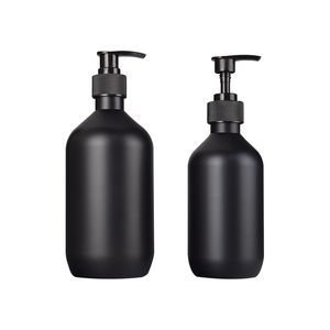 Mat siyah sabun dağıtıcı el losyon şampuan duş jel şişeleri 300ml 500ml Pet Plastik Şişe Banyo yatak odası ve mutfak için pompalar