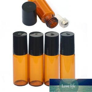 5ml Amber Glass Roll on Vial Aromatherapy Essential Oil Roller Bottles with Metal Ball & Brushed Cap 6pcs