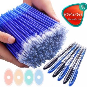 85PcsSet Blue Black Ink Gel Pen 05mm Erasable Refill Rod Erasable Pen Washable Handle School Writing Kawaii Stationery Gel Pen 220714