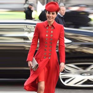 Wholesale kate middleton red resale online - Women s Trench Coats Kate Middleton Plus Size High Quality Fashion Elegant Formal Office Lady Workplace Long Sleeve Red Suit Coat