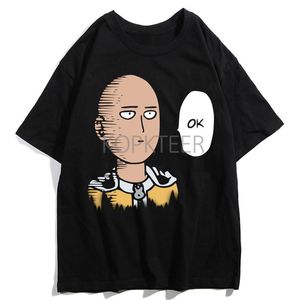 Camisetas para hombres Anime One Punch Man Saitama OK Genos Divertidos Distributeres Gráficos Hombres Harajuku Casual Fashion Streetwear Top's