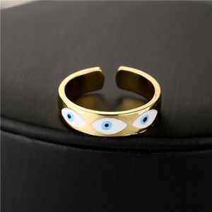 Популярные молодые дамы белые эмалированные злые глазные кольца 18K позолоченные украшения для женщин подарок