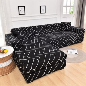 Geometrisk soffa täck soffa elastisk för vardagsrum hörn l formad schäslong longue fåtölj slipcover 220615