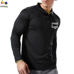 Polo de secagem rápida masculino design/lapela masculina personalizada manga longa polo casual jogging top team/roupas publicitárias 220608