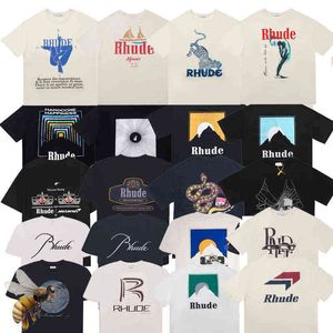 Camisetas de camisetas masculinas Coleção de verão Rhude Tshirt Oversize Fabric casal Dress Top Quality Tamp