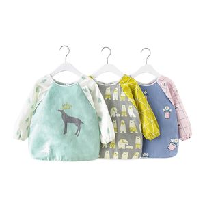 Zestawy odzieży dla niemowląt Wzór kreskówek śliniaki Burp Zbieranie Wodoodporna Infant BIB Pełna suknia z długim rękawem Dzieci Fartuch Karmienie Karmienie 75 E3