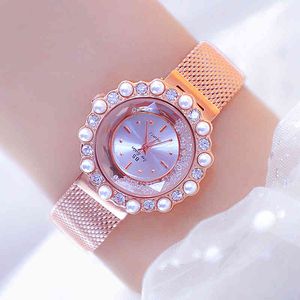 Kvinnor tittar på 2022 berömda varumärke Pearl Diamonds Ladi Watch Waterproof Rose Gold Female Watch Reloj Mujer 2022