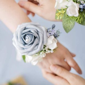 装飾的な花の花輪結婚式の装飾DIYブライダルリースコサージフェイクローズフラワーパーティーセンターピースベビーシャワーホームフローラルデコ