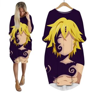 Anime The Seven Deadly Sins Dress 3D Printed Long Sleeve Female Casual Style Women Pocket Dress Drop W220616