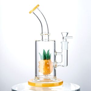 Gros Narguilés Verre Bongs Ananas Bong Pommeau De Douche Perc N Trous Percolateur Avec Bol 9 Pouces 14.5mm Femelle Joint Épais 5mm WP2196