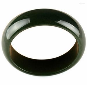 Bangle Natural 60-62mm Certificate A Grad Mörkgrön Hetian Jade Armband Trum22