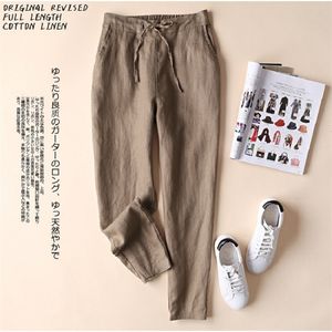 Est Cotton Linen Pant 우아한 바지 레이디 정식 플러스 사이즈 S-5XL 유명한 브랜드 디자인 220325