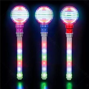 Party Favor Kids Toy Flashing Light Up Stick Spinning Wand Colorful Led Spinner Wands With Ball Spinnings Wand toys