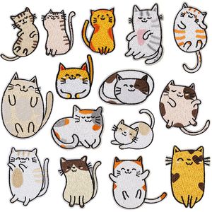 Sewing Notions Cute Cat Embroidery Iron On Patches for Clothes Jacket Jeans Bag Decoration Applique Apparel DIY Patch