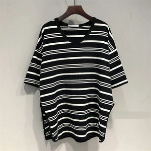 Plus Size 4XL 150kg Summer Striped T Shirt Short Sleeve Casual tshirt For Lady Tops & Tees Fashion Large Big T Shirts 220527