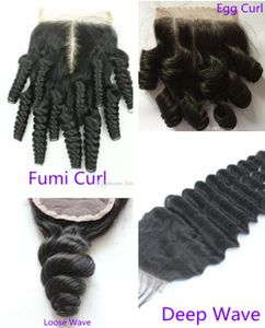 4x4 Lace Closure Only Remy 100% Human Hair Peruvian Straight Body Deep Curly Closure Pre Plucked