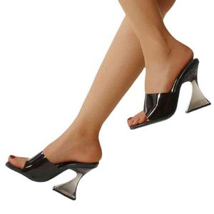 Mulheres chinelas 2022 sandálias de vidro de moda Mulheres damas cristal lisam lisam 220606
