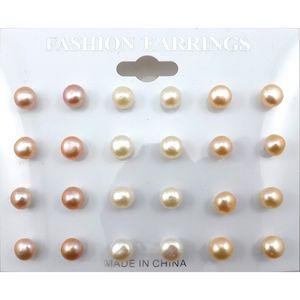 Wysokiej jakości słodkowodne kolczyki Pearl Stud 8 mm naturalna perłowa biżuteria 50 par hurtowa