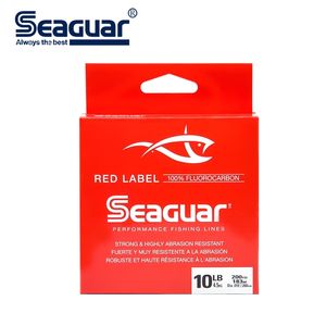 Etiket Hatları toptan satış-Seaguar Kırmızı Etiket Florokarbon lb lb m Test Karbon Fiber Monofilament Sazan Teli Liderleri