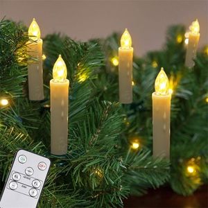 Christmas Candle Light With Timer Remote Control LED Electronic Candle Battery Operate Fake Candles For Year Home Decoration 220527