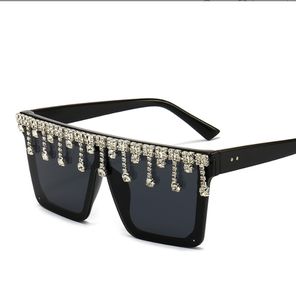 Модные кисточки с бриллиантами солнцезащитные очки женщины роскошные зеркальные оттенки винтажные солнце