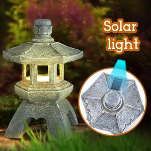 Outdoor Solar Zen Garden Lights Scultura Lanterna Pagoda Light Lamp Farmhouse Balcone Statua Home yard Decor 220721