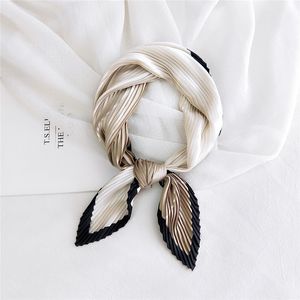 Fashion Square Crinkle Silk Scarf Women Leopard Print Crumple Neck Wear Pleated Handkerchief Rose Red Foulard Sexy Designer