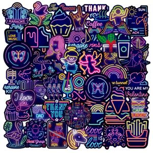 50 pezzi misti adesivi cartoni animati con luce al neon snowboard fai da te laptop bagagli chitarra fantastici graffiti adesivi impermeabili giocattoli