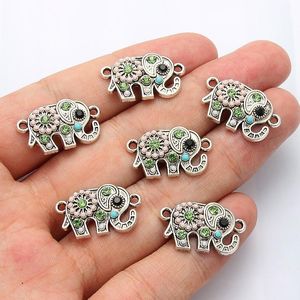 Hangende kettingen Diy handgemaakte sieraden accessoires Creatieve olifant en groene zirkoonarmband ketting die een set van permanent verbindt