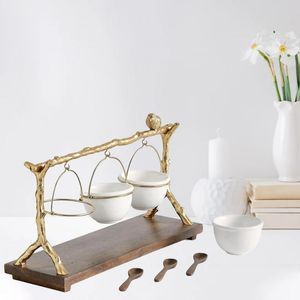 Dishes & Plates Living Room Home Gold Oak Branch Snack Bowl Stand Fruit Plate Dish Creative Modern Dried Basket Candy