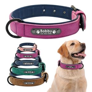 Personalized Dog Collar Custom Leather Dog Collars Inner Padded Pet ID Collar For Small Medium Large Dogs Pitbull Bulldog 220610