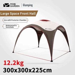 Tenda de acampamento de jardim mobi grande lobby de espacial DIY abrigo solar para caminhada para caminhada Família tenda de vento à prova de vento H220419