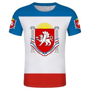 República da Crimeia Bandeira T-shirt DIY Grátis Nome Personalizado Número Crimea Simferopol Camiseta Verão Impressão Personalizada Po Roupas 220702