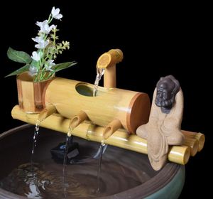 Decorative Objects Figurines Bamboo Aquarium Water Recycling Feng Shui Decoration Tube Fountain Stone Trough Filter Office Desktop Furnish