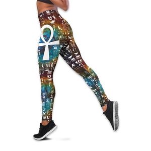 Kadın Tayt Antik Mısır Tanrıları Yüksek Bel Elastikiyeti Baskıda Baskı 3D Moda Fitness Pantolon Kadın Jogging Pants 220617