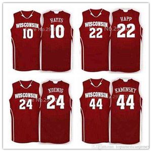 Custom barato #10 Nigel Hayes 15 Sam Dekker #24 Bronson Koenig #44 Frank Kaminsky #22 Ethan Happ Wisconsin Badgers College Basketball Jersey