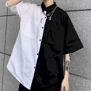 NiceMix gothic patchwork women blouses black and white shirts bf women clothes vintage summer tops shirt plus size couple blouse 220513