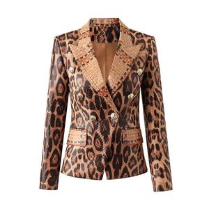 B588 Abiti da donna Blazer Tide Brand Stilista retrò di alta qualità Essence si sente modello di pelle di serpente Serie Suit Lion doppiopetto Slim Plus Size Taglia S-3XL