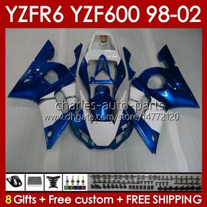 Kit de carrocería para YAMAHA YZF R6 R 6 98-02 YZFR6 98 99 00 01 02 Carrocería 145No.94 YZF 600 CC YZF-600 Marco YZF-R6 YZF600 600CC 1998 1999 2000 2001 2002 ABS Carenados metal blue blk