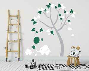Wholesale tree elephant decor resale online - Wall Stickers Kids Bedroom Decoration Beauty Cute Nursery Tree Decal With Elephants Ballon Home Decor Fashion LY1864