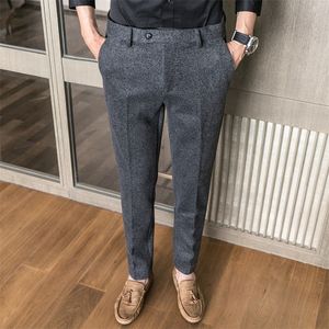 ICPANS WOOLEN Office Sitne Pants Men Slim British Style Wool Business Vestido Formal Troushers 201126