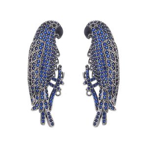 Dangle & Chandelier Cute Creative Parrot Earrings Bohemia Vintage Blue Zircon Jewelry For Women Black Gold Color Antique Trendy JewelryDangl